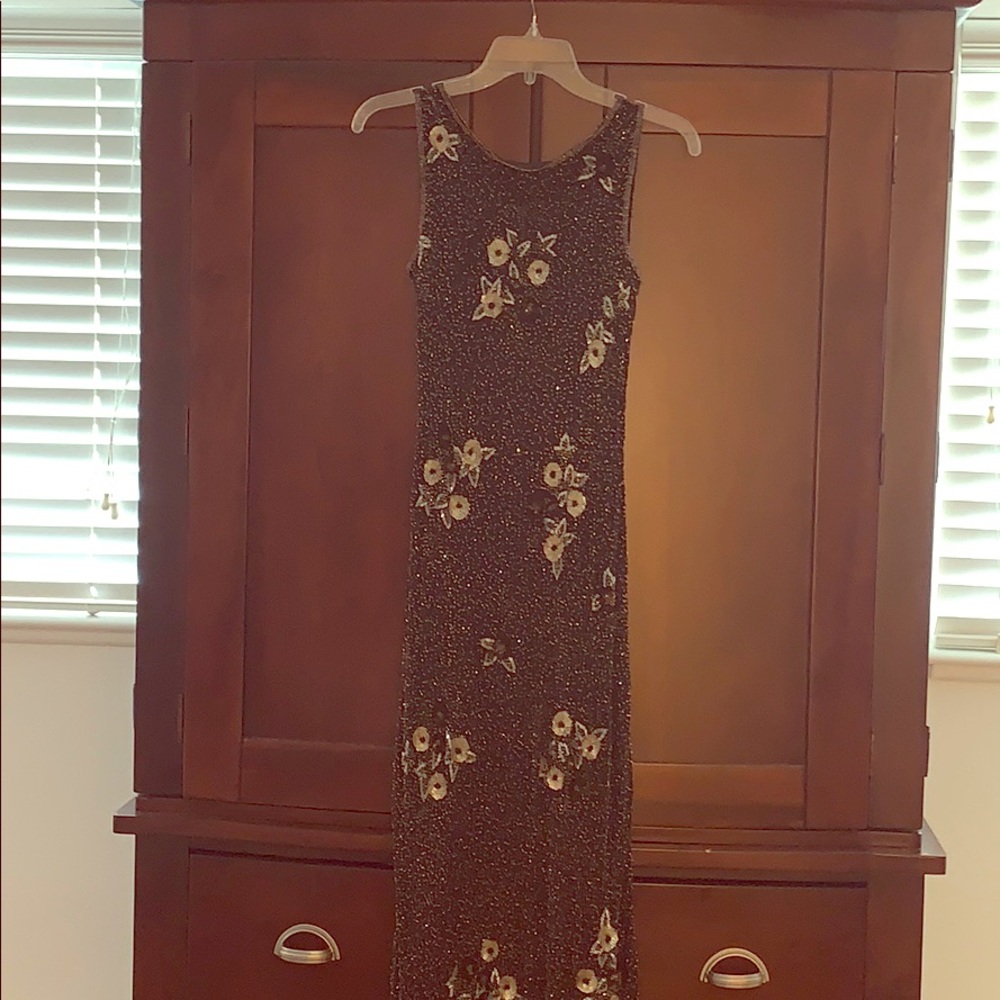 Black tie long beaded